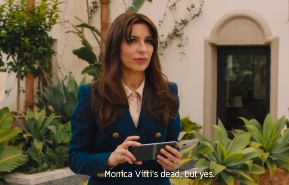 Valentina saying "Monica Vitti's dead, but yes"