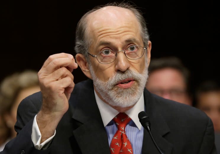 Frank Gaffney, founder and president of the Center for Security Policy, testifies during a hearing of the Senate Judiciary Committee July 24, 2013 in Washington, DC. The committee heard testimony from the panelists on 