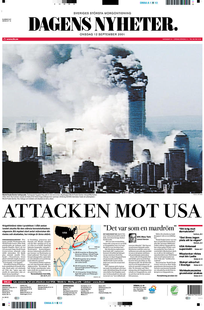 How the 9/11 attacks were reported on front pages around the world