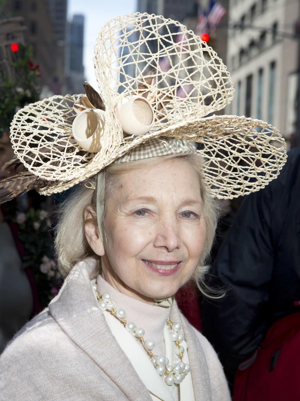 Paulina Watona poses for a portrait as she takes part in the annual Easter Bonnet Parade in New York