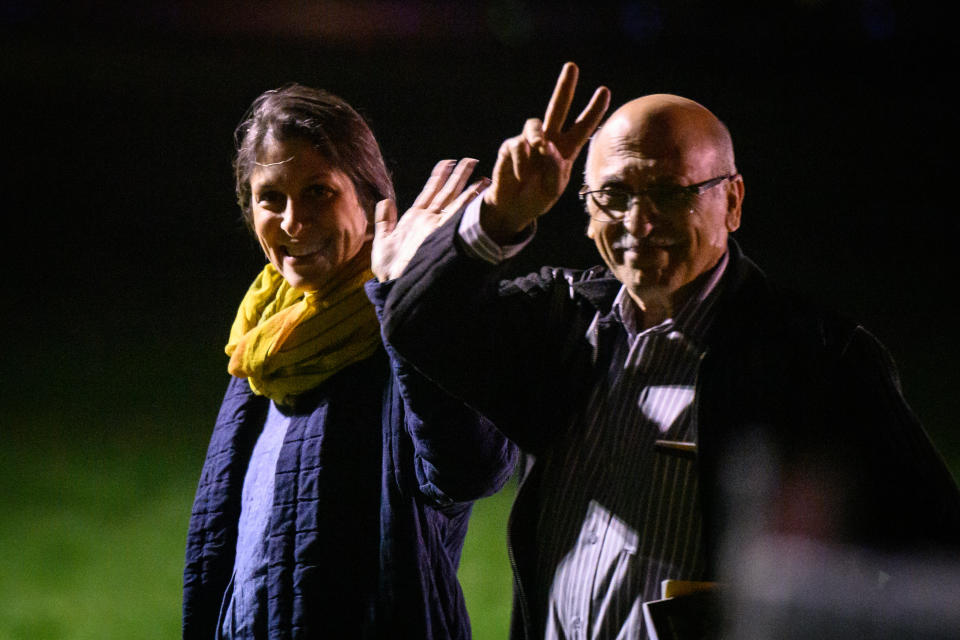 Nazanin Zaghari-Ratcliffe and Anoosheh Ashoori arrive at Brize Norton, Oxfordshire, after they was freed from detention by Iranian authorities. Picture date: Wednesday March 16, 2022.