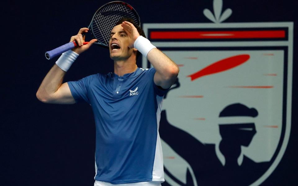 Andy Murray shows his frustration as he loses to Dan Evans - GETTY IMAGES