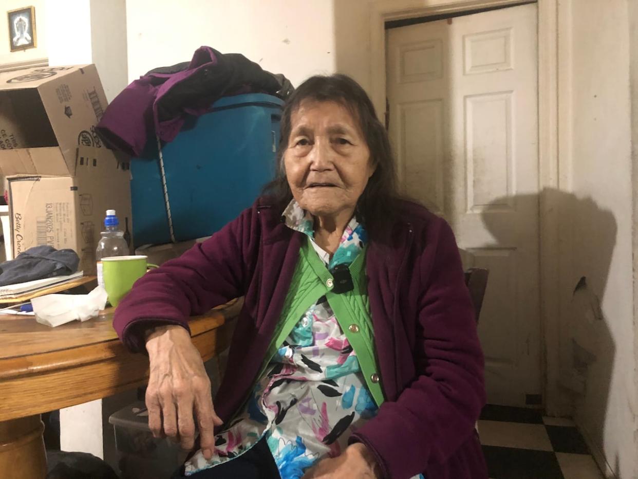 Behchokǫ̀ elder Celine Whane said that after years of trying to get her frozen pipes fixed, she feels helpless. (Sarah Krymalowski/CBC - image credit)