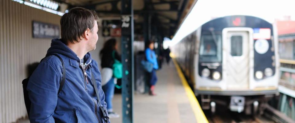 Middle age man in NYC subway