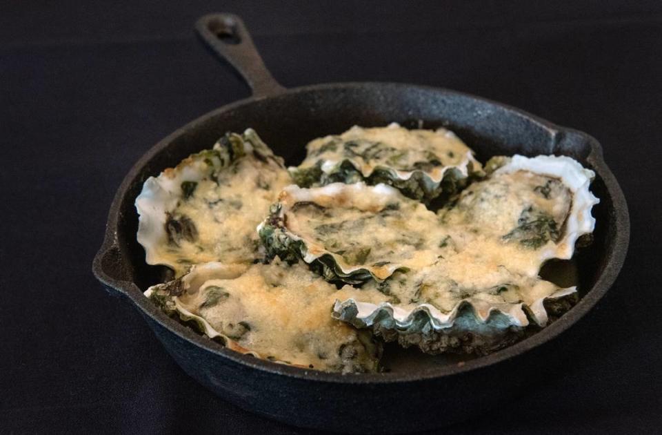 Oysters Rockefeller at Central Station Bar and Grill in Turlock, Calif., Tuesday, Dec. 6, 2022.