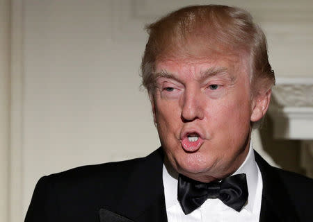 U.S. President Donald Trump speaks during the Governor's Dinner in the State Dining Room at the White House in Washington, U.S., February 26, 2017. REUTERS/Joshua Roberts