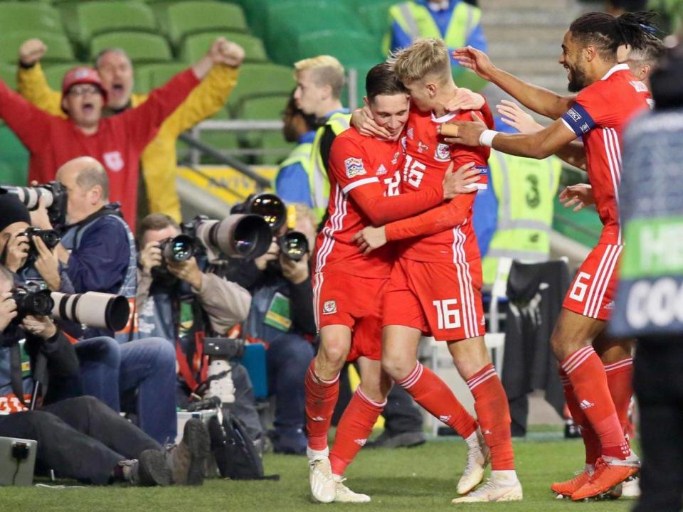 Wilson celebrates what turned out to be the winning goal against Ireland (Getty)