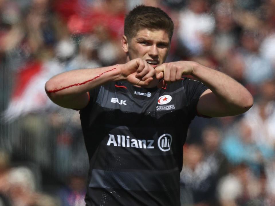 Owen Farrell starts for Saracens in their Wembley showdown with Harlequins (Getty)