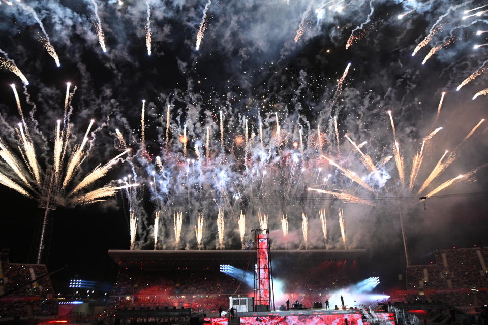 Ozzy Osbourne with Black Sabbath close Birmingham 2022   during the 2022 Commonwealth Games in Birmingham (Reuters via Beat Media Group subscription)