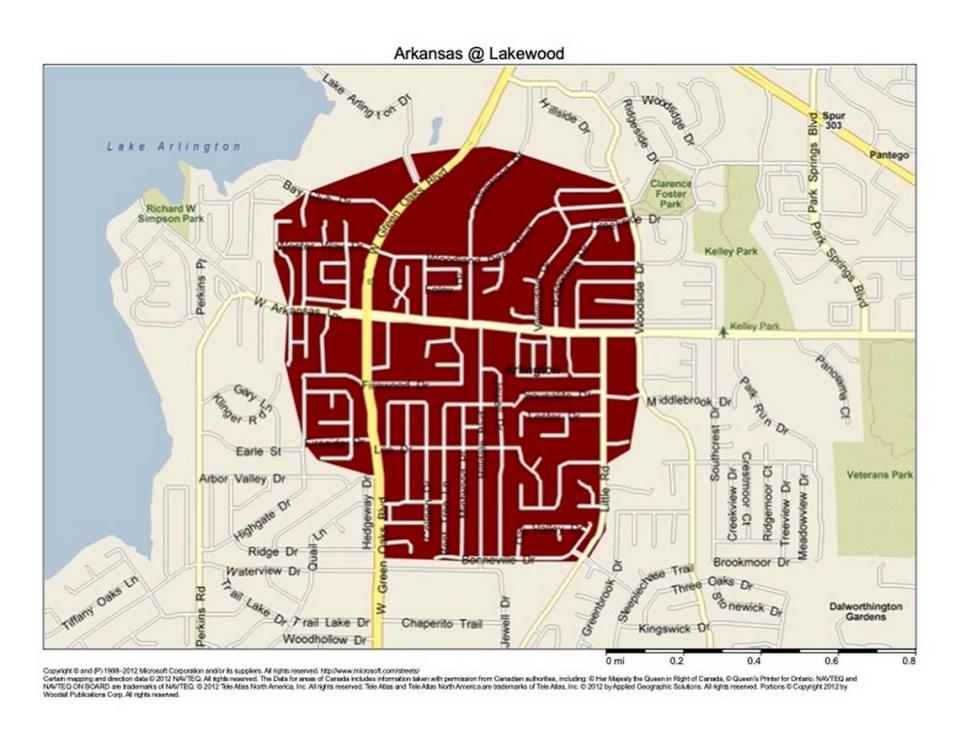 The City of Arlington will conduct targeted ground spraying for West Nile Virus in the area of Arkansas Lane and Lakewood Drive.