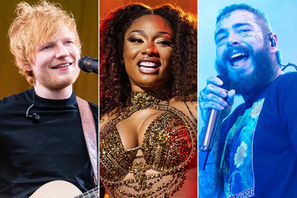 <p>Erika Goldring/Getty; Josh Brasted/WireImage; Chris Putnam/Future Publishing via Getty</p> Ed Sheeran; Megan Thee Stallion; Post Malone