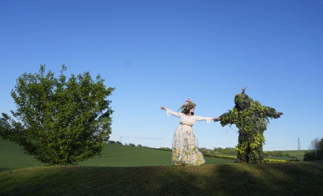 Richard and Jenni Thompson depicting the Green Man and May Queen