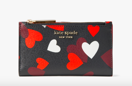 Spencer celebration hearts small slim bifold wallet. Image via Kate Spade. 