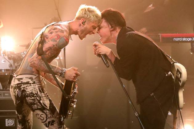 Machine Gun Kelly and Yungblud on 'The Late Late Show With James Corden' in August 2019. - Credit: Ella DeGea/CBS via Getty Images