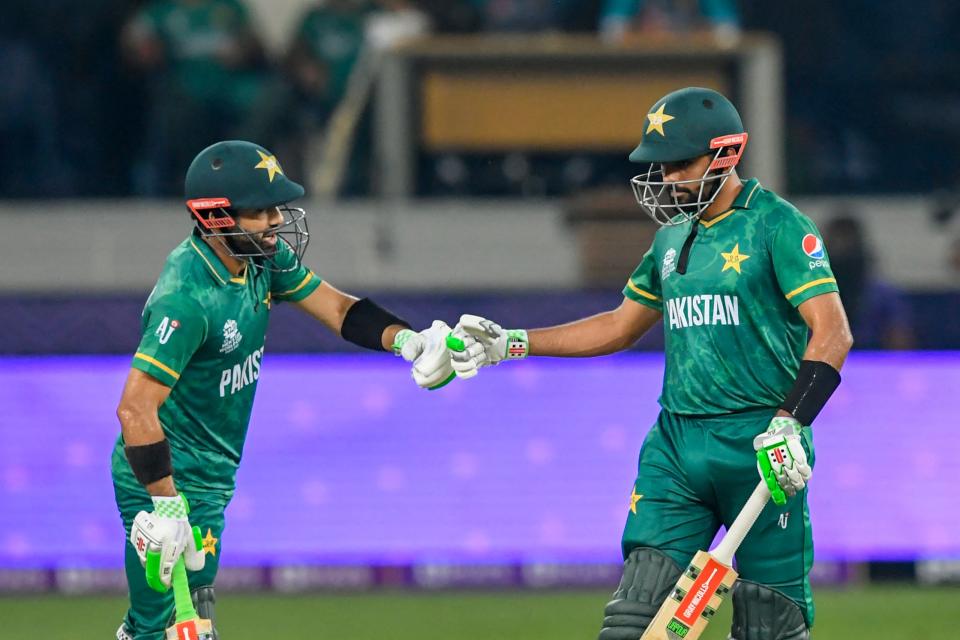 Mohammad Rizwan (left) and Babar Azam have built a solid platform for Pakistan (AFP via Getty Images)