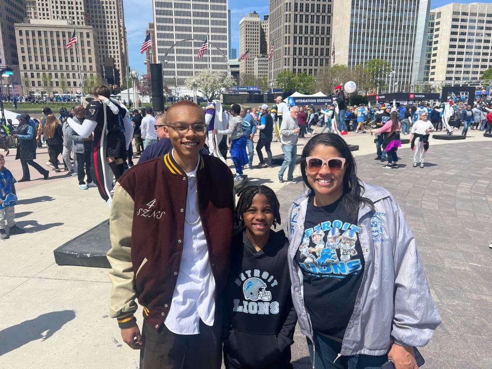 Donte Phillips, Austin Phillips and their mom Erica Phillips attended the NFL Draft Experience on Friday in Detroit. Erica, born in Detroit, said it was important for her to share a wonderful moment in the city with her children.