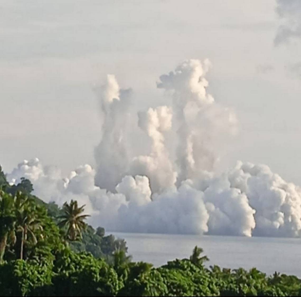 A photo showing the eruption of the East Epi volcano.