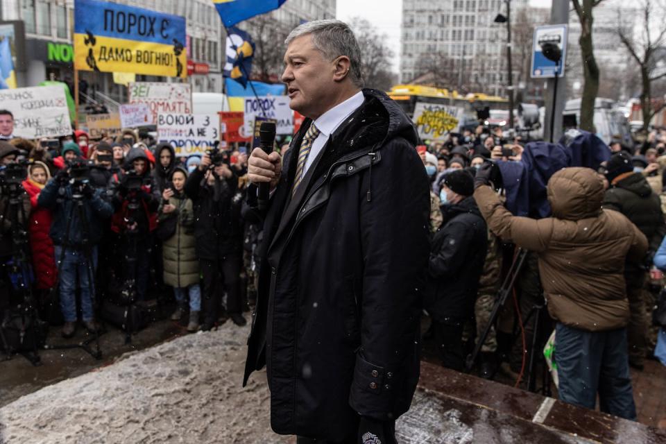 <span class="caption">Ukraine’s former President Petro Poroshenko, seen here in a Jan. 28, 2022, photo, launched military reforms that have improved the Ukrainian army.</span> <span class="attribution"><a class="link " href="https://www.gettyimages.com/detail/news-photo/ukraines-former-president-petro-poroshenko-speaks-to-news-photo/1367323350?adppopup=true" rel="nofollow noopener" target="_blank" data-ylk="slk:Chris McGrath/Getty Images;elm:context_link;itc:0;sec:content-canvas">Chris McGrath/Getty Images</a></span>