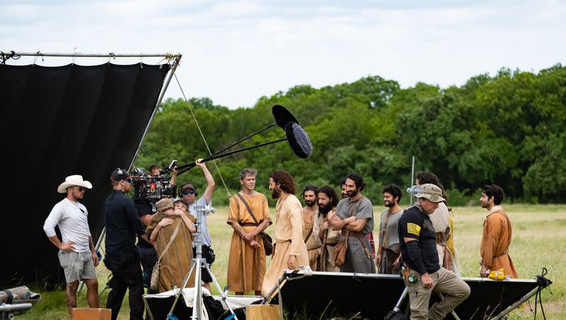 Crews film a scene of Season 3 of “The Chosen,” which opens with the first two episodes in theaters on Nov. 18.