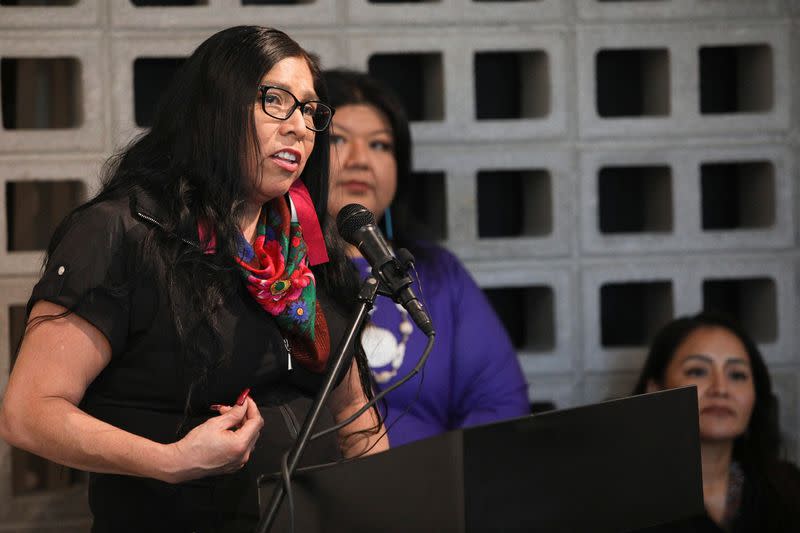 Rhonda LeValdo and fellow Indigenous leaders condemn the Kansas City NFL team's use of Indigenous people as their mascot ahead of Super Bowl LVII in Phoenix