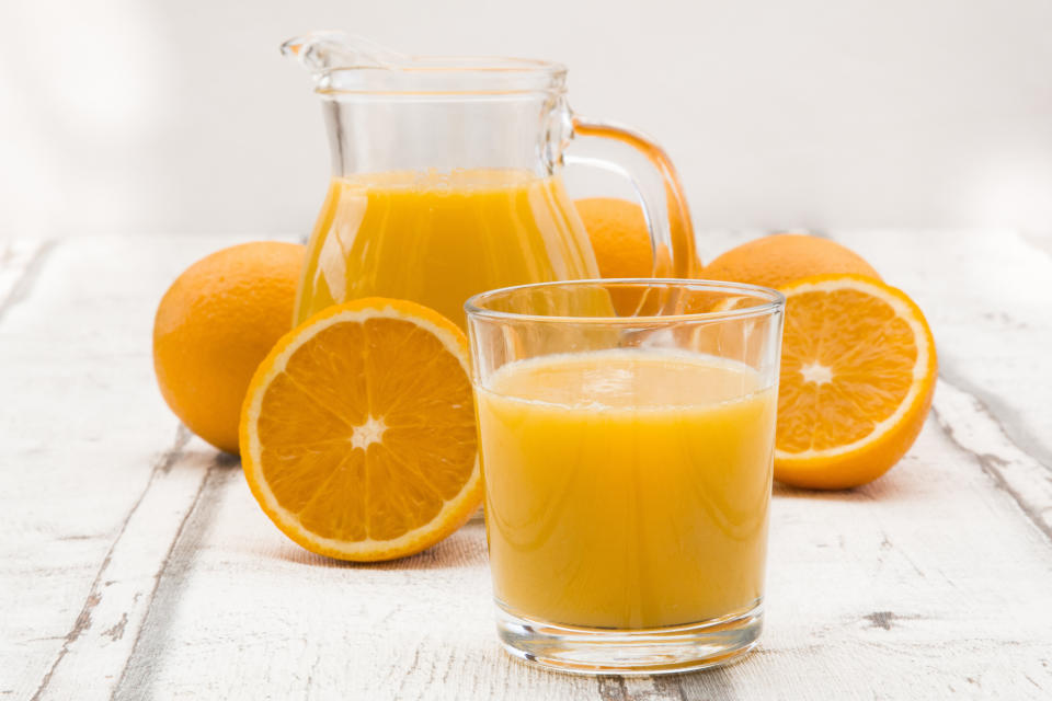 There are 21 grams of sugar in just 8 ounces of orange juice. (Photo: Westend61 via Getty Images)