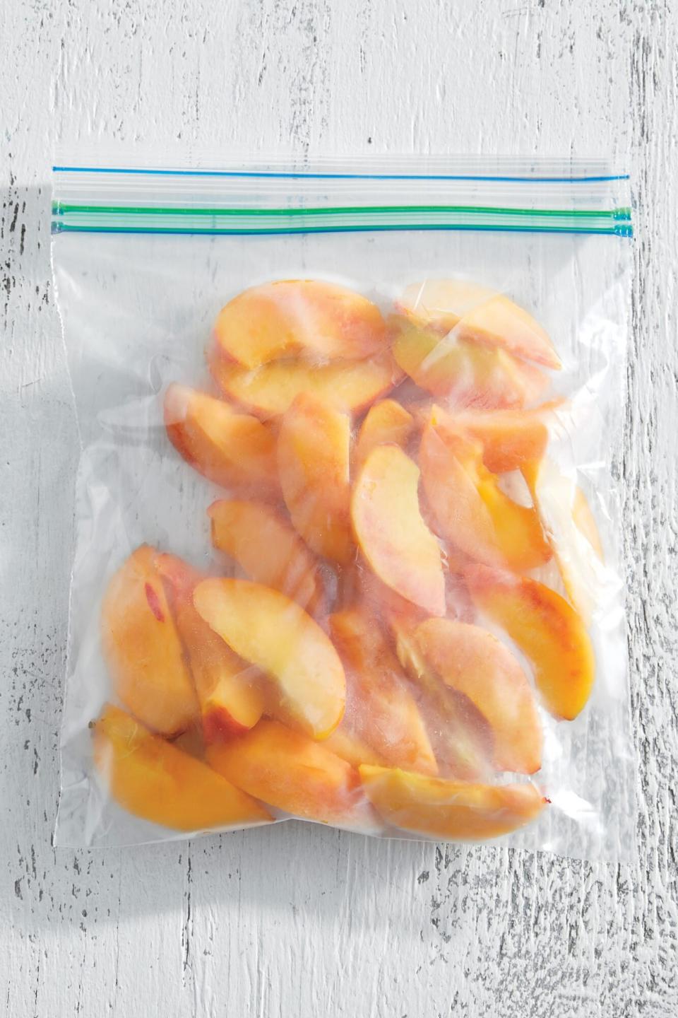 Frozen Peaches in Freezer Bag