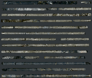 Image 1: Core 158.2 m to 171.8 m from drill hole NB22-022 within the new stratiform zone of massive sphalerite-pyrite-galena. Contains interval 159.21-168.5 m (9.25 m) that graded 16.6% zinc, 4.4% lead, and 143.1 g/t silver (Tables 1 and 2). Image is a high resolution photomosaic from core scanning with core boxes and blocks filtered out.