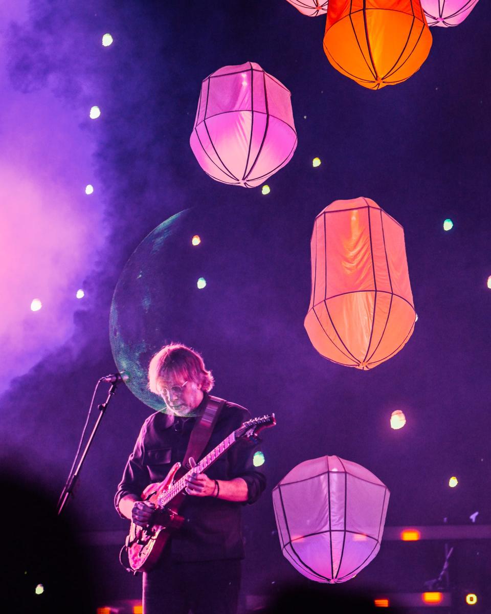 Phish frontman Trey Anastasio plays during "Leaves" at the band's April 18, 2024 debut at the Sphere in Las Vegas.