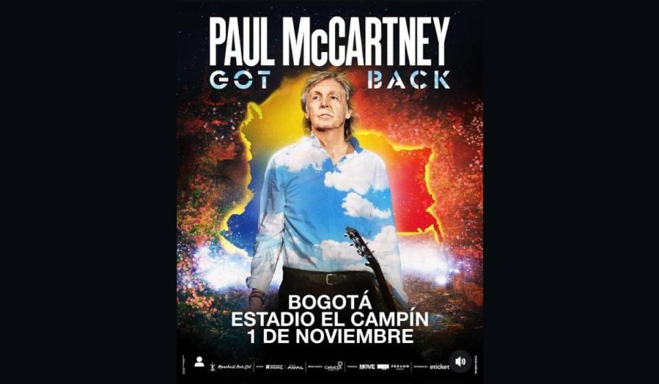 Paul McCartney volverá a dar un concierto en Bogotá. Imagen: cortesía Grupo Aval.