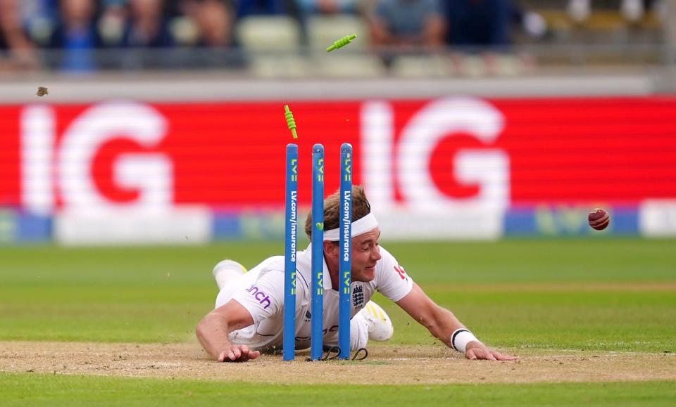 England’s Stuart Broad had an over to forget (Mike Egerton/PA) (PA Wire)