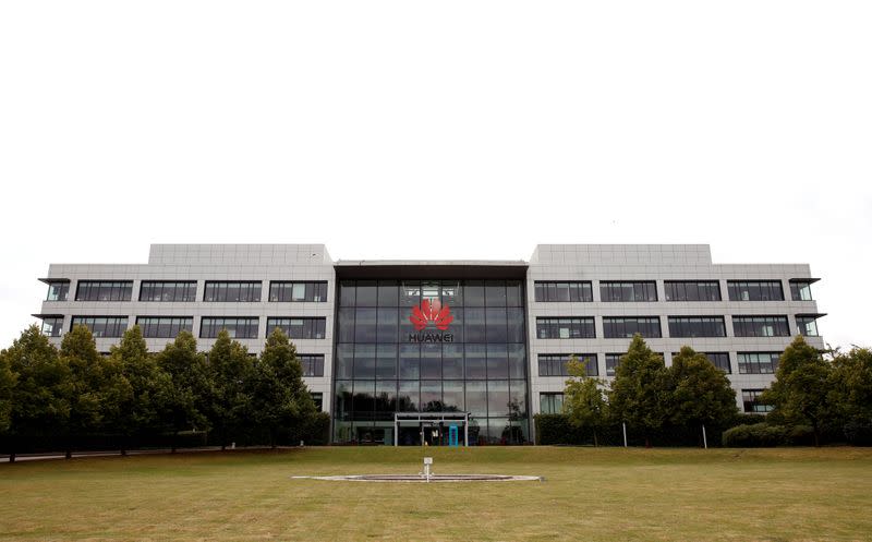 Huawei headquarters building is pictured in Reading