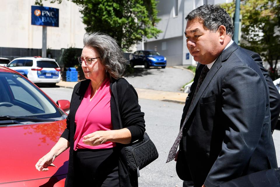 Wanda Greene arrives for sentencing at the federal courthouse August 28, 2019.