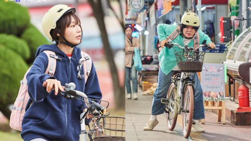 李姃垠與鄭恩地演出同一角色，55歲的李姃垠為此學騎腳踏車。（圖／翻攝《她的日與夜》官網）