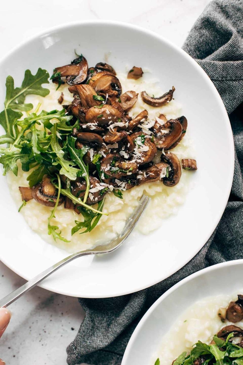 mushroom risotto with arugula