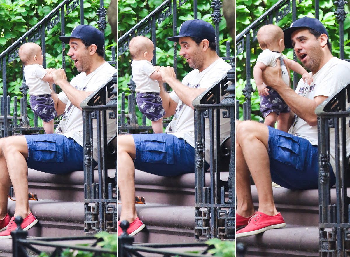 While mom Rose Byrne is out of town, busy accepting GLAMOUR's Women of the Year award in London, her husband Bobby Cannavale is on daddy duty! The actor made hearts melt as he was spotted spending some quality time with his little bundle of job, baby Rocco on June 8, 2016.