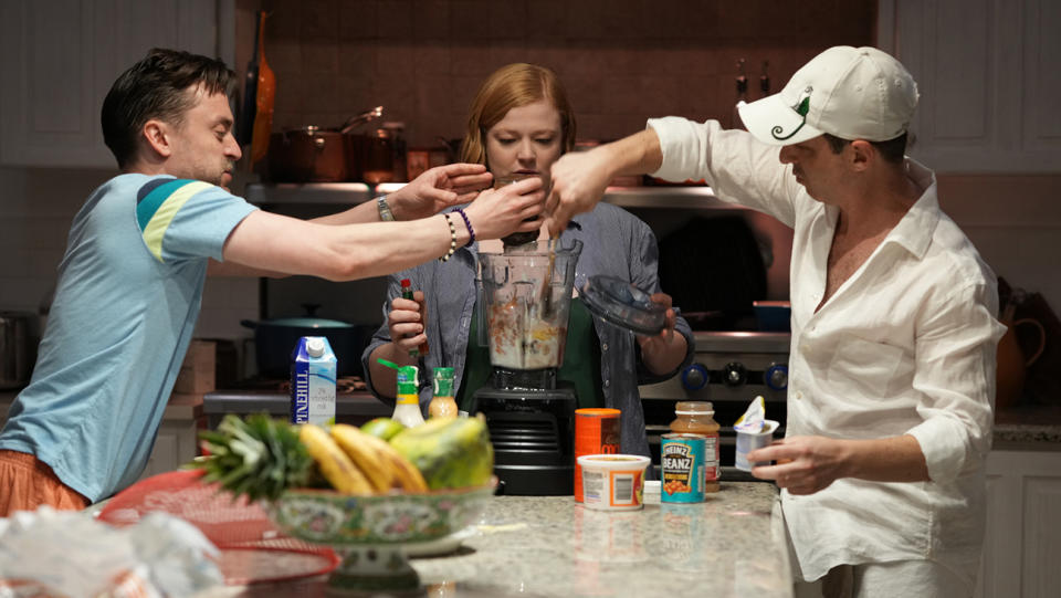 From left to right: Kieran Culkin, Sarah Snook and Jeremy Strong