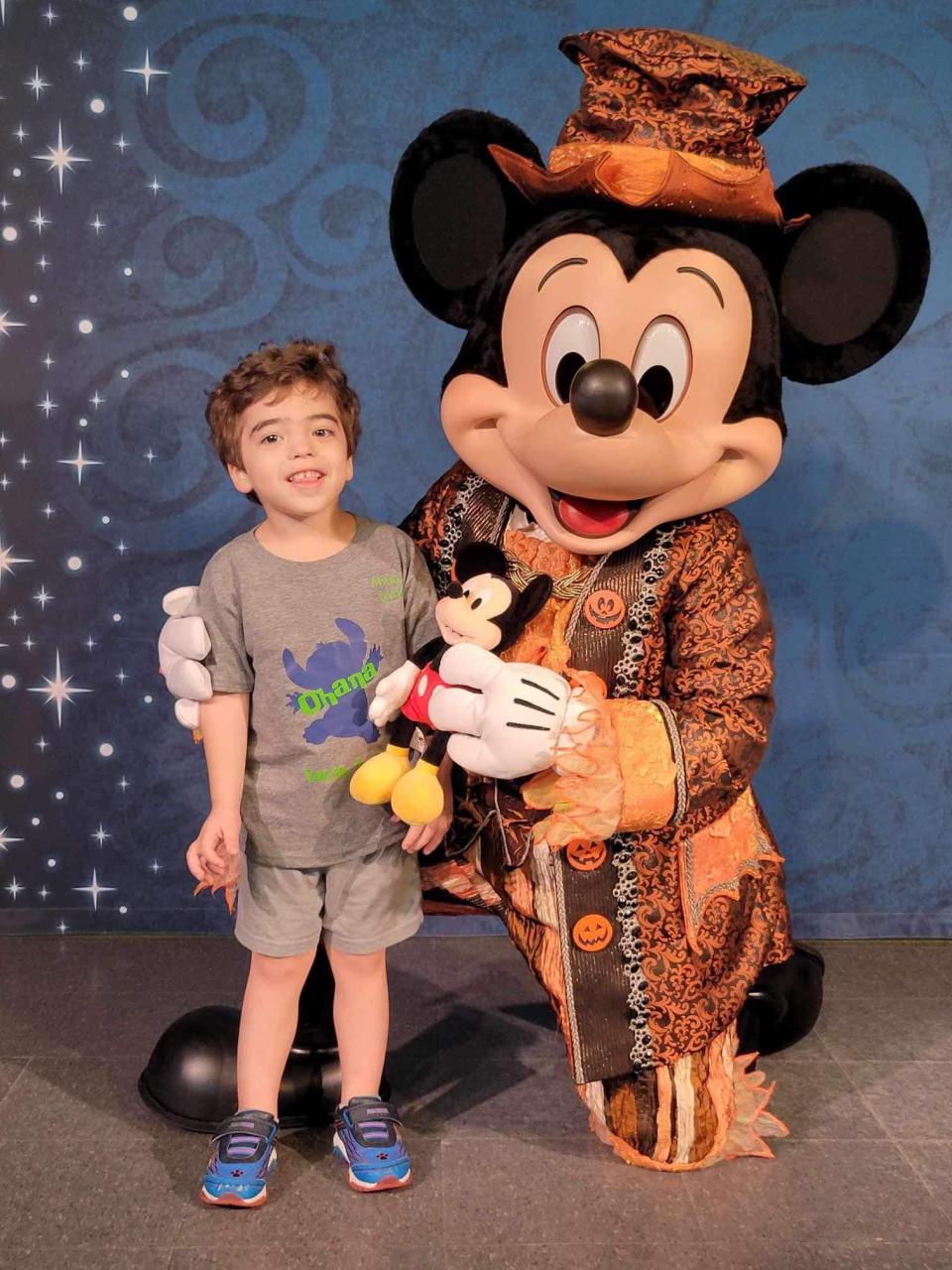 Elliott Althouse, of Monroe, who turns 5 years old today, met Halloween Mickey Mouse at Walt Disney World during his family's recent Make-A-Wish trip to Florida. "It was actually cool and rare to see his Hong Kong Halloween outfit," said Amanda Althouse, Elliott's mother. Elliott is dealing with a very rare syndrome called Lennox-Gastaut Syndrome, a lifelong and aggressive form of epilepsy.