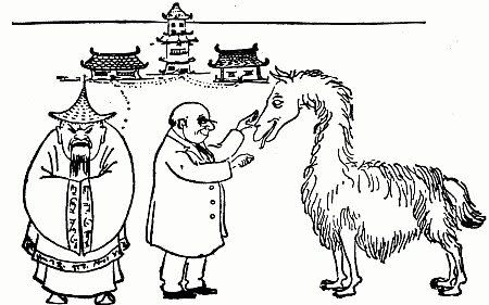 Illustrations from the Hilaire Belloc children's poem 'The Llama'