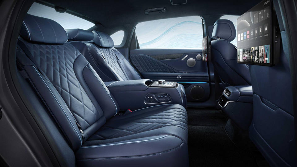 The rear seat of the 2026 Genesis Electrified G80