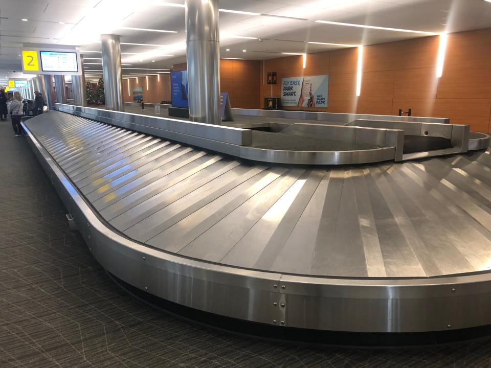 The carousel at Milwaukee Mitchell International Airport was filled with unclaimed luggage because of Southwest Airlines cancellations. But on Thursday it's completely empty.