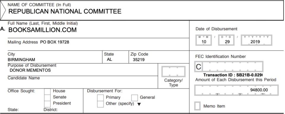 RNC FEC filing Oct. 2019 screenshot