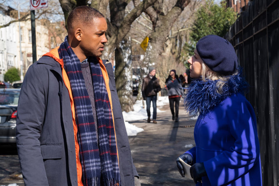 Will Smith and Helen Mirren attempt to spiritually connect in "Collateral Beauty"