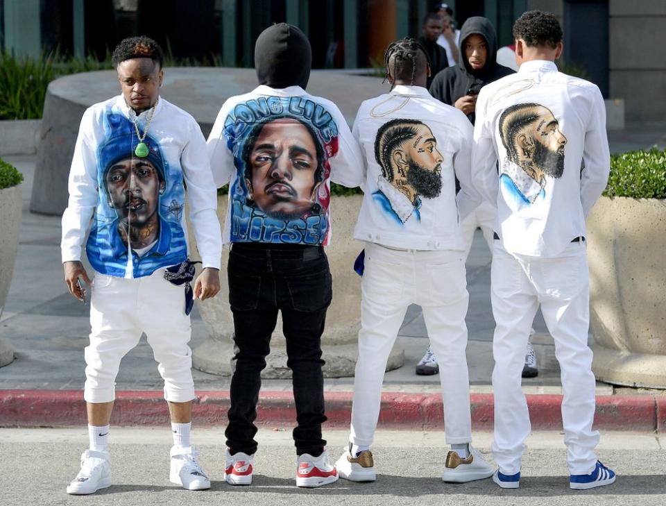 The scene outside LA's Staples Center for Nipsey Hussle's memorial service. | Neilson Barnard/Getty