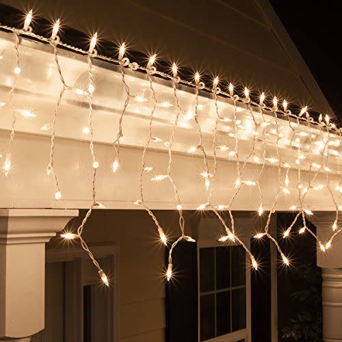 <p><strong>Kringle Traditions</strong></p><p>amazon.com</p><p><strong>$17.99</strong></p><p>No matter your climate, you can create your own white Christmas with these pretty icicle lights. Hang them from your roof, fence, deck, or stair rails.</p>