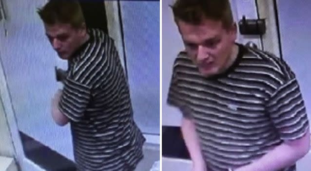 Victoria Police on Friday released CCTV footage of the alleged scammer. Photo: Victoria Police