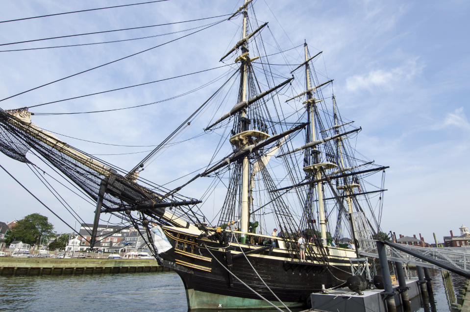 The replica tall ship, Friendship of Salem, docked at Derby Wharf in Salem, MA. (Paolo Picciotto / Universal Images Group via Getty Images)