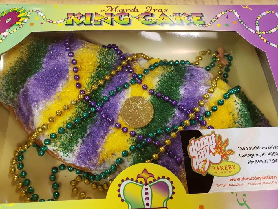 King Cakes are a big draw at Donut Days Bakery for Mardi Gras.