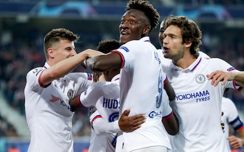 Birthday boy Abraham celebrates his goal - Credit: GETTY IMAGES