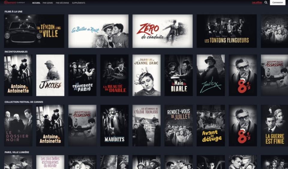 La page d’accueil de Gaumont Classique // Source : Capture Numerama