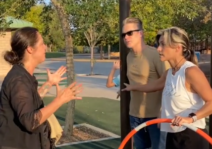 Getti Kehayova with her partner and son, as a stranger confronts her for practising hula hoop in ‘revealing clothes' (Tiktok/ Getti Kehayova)